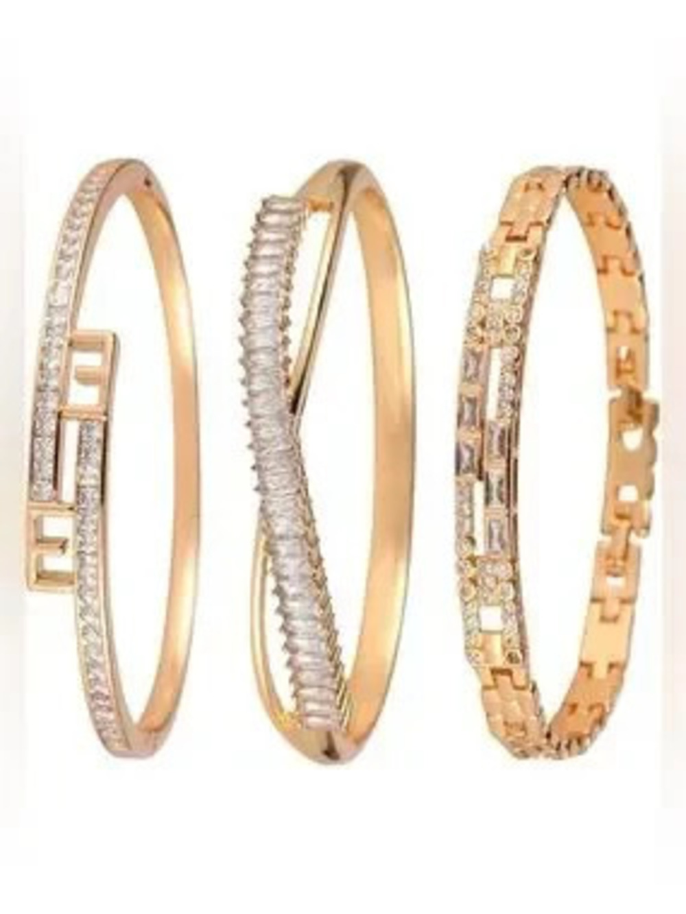 Anthropologie Rose Gold Color Crystal Stackable Bracelet Set